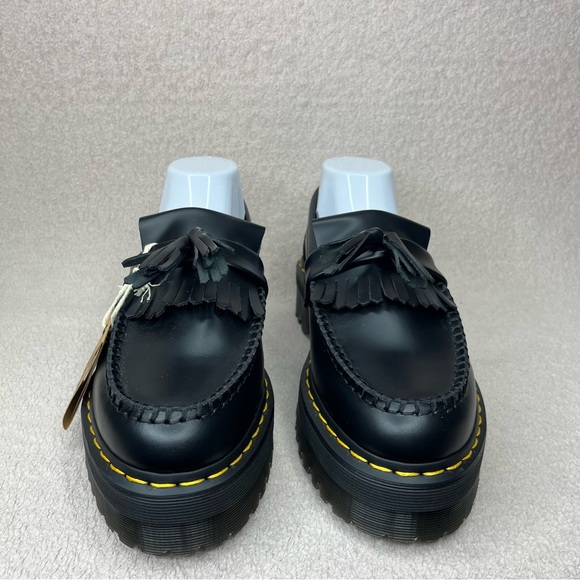 Dr. Martens Black Leather Tassel Loafers with Yellow Stitching - Picture 5 of 13